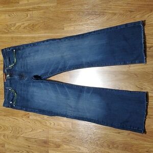 Vertigo Paris Jeans Womens Size 32 Green Peridot Rhinestone Embellishments